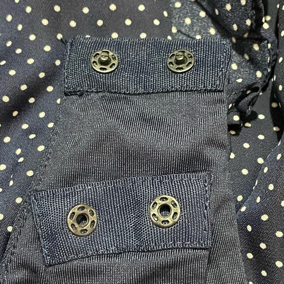 NUDE Polka Dot Ruffle Long Sleeve Thong Bodysuit - Blue - Small - Picture 9 of 15